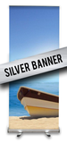 Silver Banner Stand | Retractable Silver Banner | PrintMyBanners